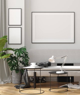 Poster çerçevesini iç planda, İskandinav stili, 3B biçiminde düzenle