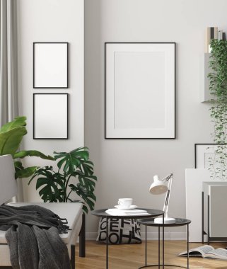 Poster çerçevesini iç planda, İskandinav stili, 3B biçiminde düzenle