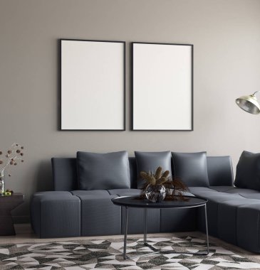 İç dekora asgari dekor, 3D görüntüleme ile poster modelle