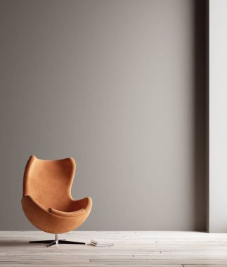 Minimalist modern oturma odası iç plan, 3D görüntüleme