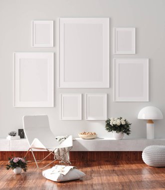 Modern ev tasarımı, poster modeli, 3D tasarım