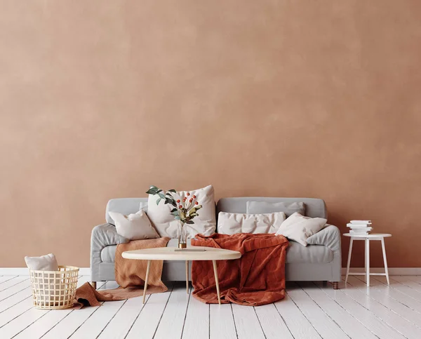 Intérieur Scandinave Confortable Avec Canapé Décor Minimal Rendu — Photo