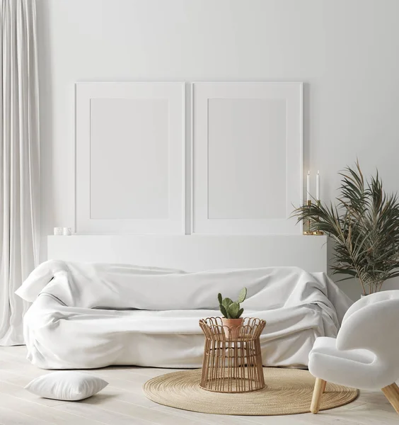 Monture Maquillée Dans Intérieur Confortable Blanc Style Scandinave Rendu — Photo