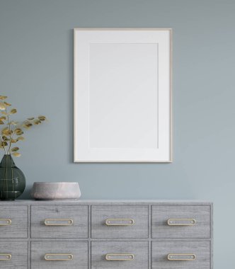 Poster modern ev içi arka planda, 3D görüntüleme ile modellenir