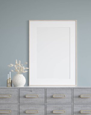Poster modern ev içi arka planda, 3D görüntüleme ile modellenir
