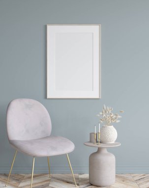 Poster modern ev içi arka planda, 3D görüntüleme ile modellenir