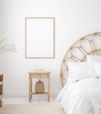 Coastal boho tarzı iç mimari çerçeve, 3D