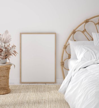 Coastal boho tarzı iç mimari çerçeve, 3D