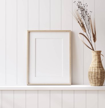 Model poster çerçeve kıyı tarzı ev iç kaplama, 3D render