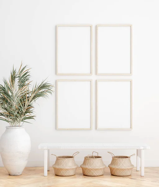 Marco Simulado Fondo Interior Del Hogar Habitación Blanca Con Muebles — Foto de Stock