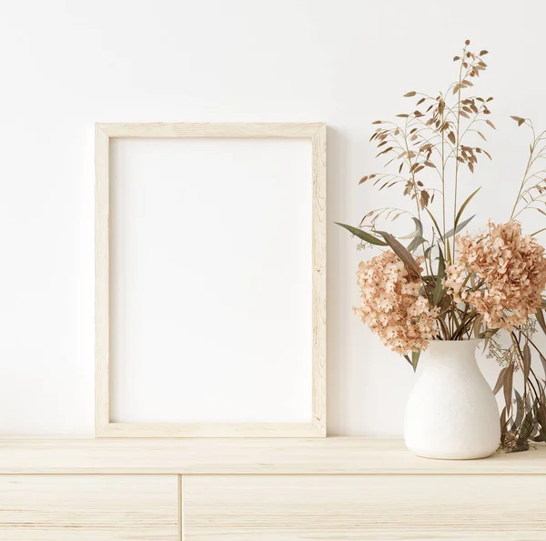 Marco Simulado Fondo Interior Del Hogar Habitación Blanca Con Muebles — Foto de Stock