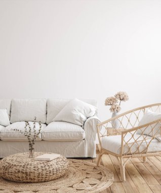 Çiftlik evi oturma odası iç mekan, duvar maketi, 3D tasarım