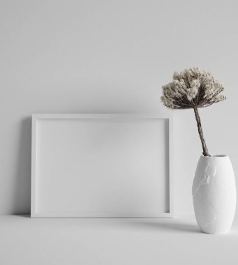 Çerçeveyi minimal dekor ile yapılandırın. Ev içi arkaplanı kapat, 3d görüntüle