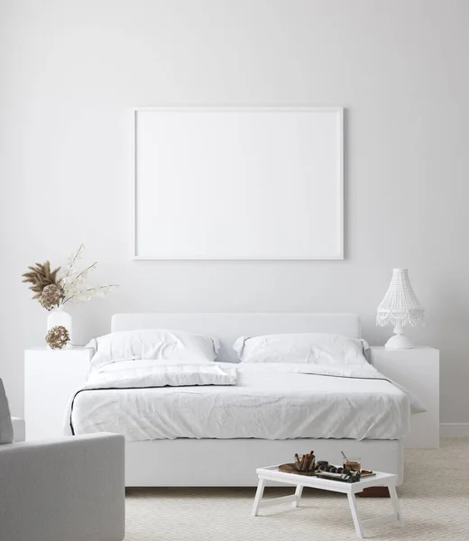 Mockup Poster White Home Interior Background Render — Stock Photo, Image