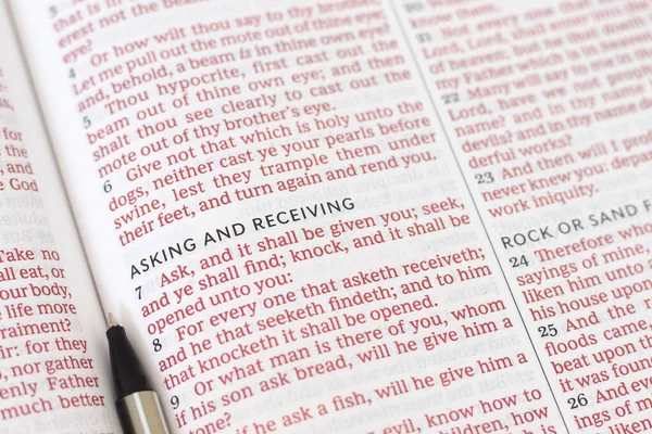 Sormak ve almak, İncil 'deki ilham verici metinler. Hristiyan inayeti, kutsama ve Tanrı 'ya dua, kutsal kitap kavramı..