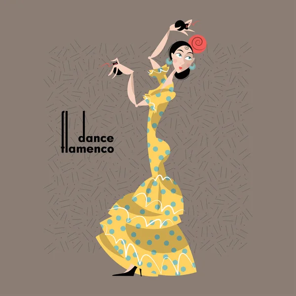 Mujer Joven Bailando Flamenco Tradición Española — Vector de stock