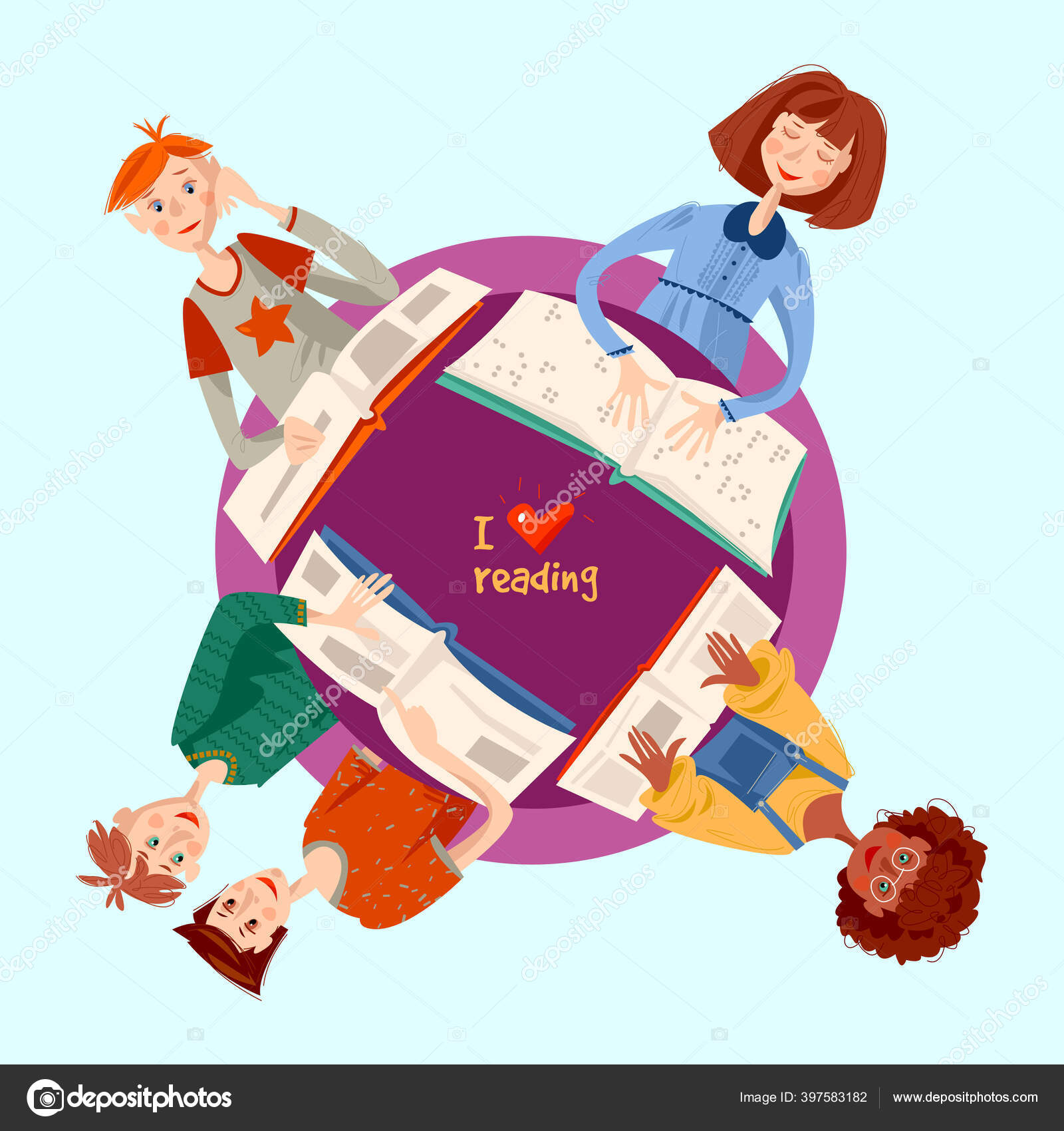 School Reading Club Girls Boys Sitting Table Books Blind Stock Vector Image By Ngvozdeva 397583182 School Reading Club Girls Boys Sitting, Reading Round Table Books