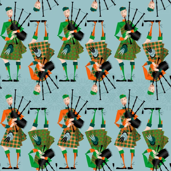 Шотландский Волынщик Форме Бесшовный Рисунок Фона Векторная Иллюстрация — стоковый вектор