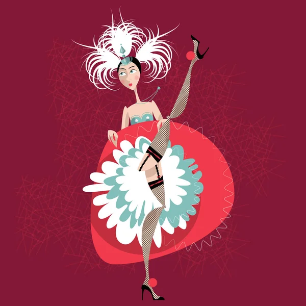 Ballerino Cancan Francese Cabaret Girl Illustrazione Vettoriale — Vettoriale Stock