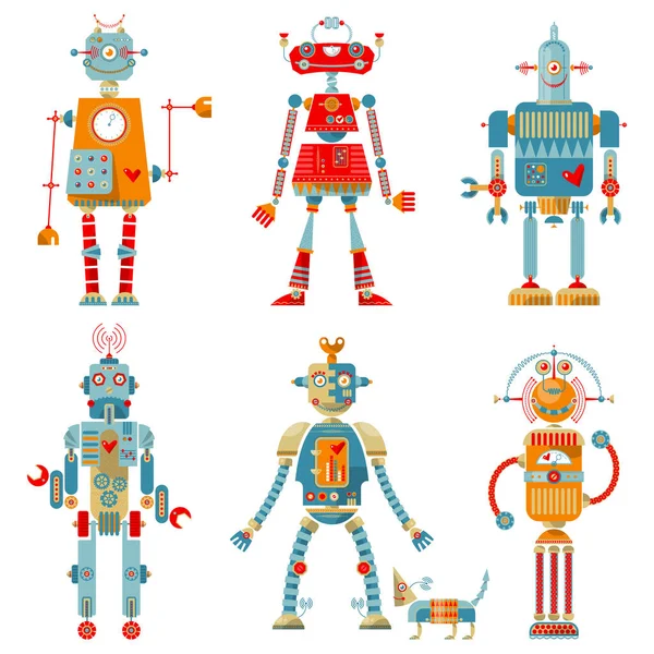 Conjunto Robots Diferentes Formas Múltiples Colores — Vector de stock