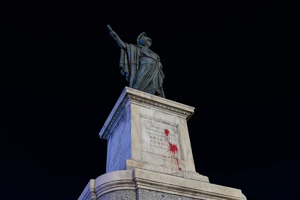 Cagliari Sardenha Itália Setembro 2020 Estátua Bronze Vandalizada Carlo Felice — Fotografia de Stock