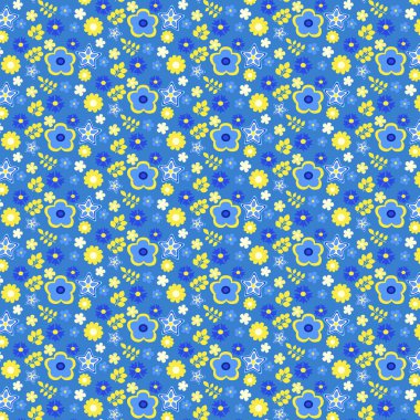 Çiçekler ve yapraklarla kusursuz bir desen. vektör illüstrasyonu