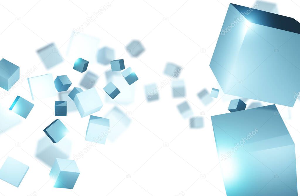 3D illustration background, perspective, perspective of a square cube or honeycomb grid. With a darker gradient background shadow to be used as a technology background  for publication and website design