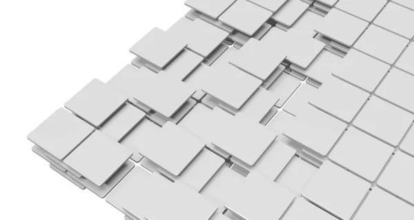 Иллюстрация Плоскими Квадратами Изогнутыми Углами Сложенными Сложные Слои Белом Фоне — стоковое фото