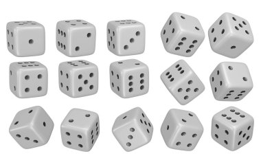 Zar 3D çizimler beyaz arkaplanda izole edildi. Kırpma Yolu dekorasyon için kullanılmaya hazır.