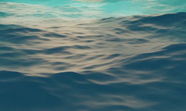 3D illüstrasyon. Yaz dalgası arka plan. Okyanusun egzotik su manzarası sakinliği.