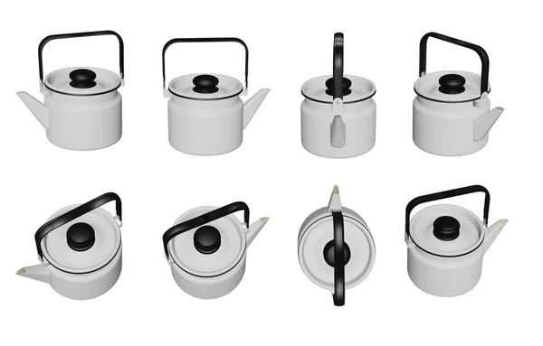 Чайник Ілюстрації Ізольовані Білому Тлі Відсічним Контуром Готовий Використання Прикраси — стокове фото