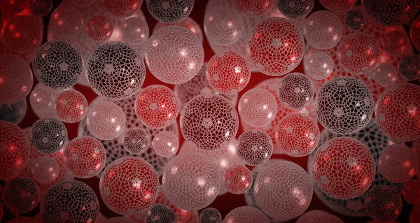 삽화와 축하의 기하학의 추상적 공이나 입자로 다이나믹 벽지를 만드는 재미있는 — 스톡 사진