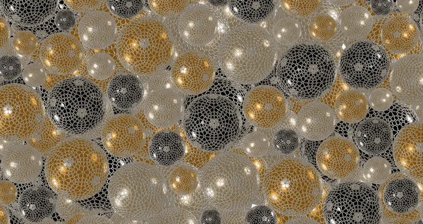 3 boyutlu küresel illüstrasyon ve kutlama düzeni, 3 boyutlu geometrisi olan soyut arkaplan illüstrasyonu, eğlenceli tasarım reklam afişi topları veya parçacıkları olan Dinamik duvar kağıdı şablonu. Yazdırma ve web sitesi için yüksek çözünürlüklü 3D çizim