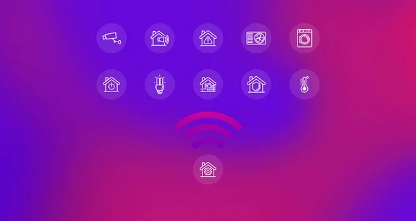 Illustrated Smart Home Internet Iot Technology Concept Home Automation Design — стокове фото