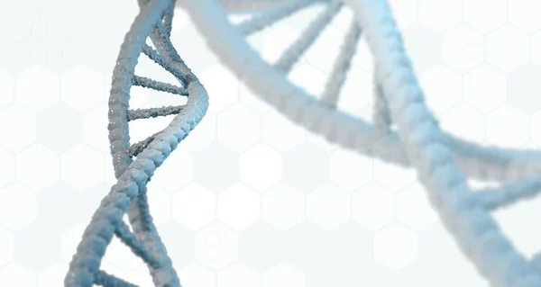 Dna 3Dイラスト 要旨3DポリゴンワイヤーフレームらせんDna分子ヘリックスを青色で医療科学 遺伝バイオテクノロジー 生物学 — ストック写真