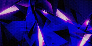 Geometrik şekilli 3D illüstrasyon Yeni teknoloji konsepti ve dinamik hareket Dijital prizma, elmas, yüzey kristali.