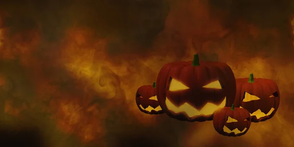 Illustration Halloween Fond Avec Souriant Citrouille Image Émettant Lumière Sur — Photo