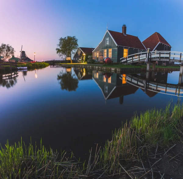 Нидерланды Zaanse Schans Дом Сумерках — стоковое фото