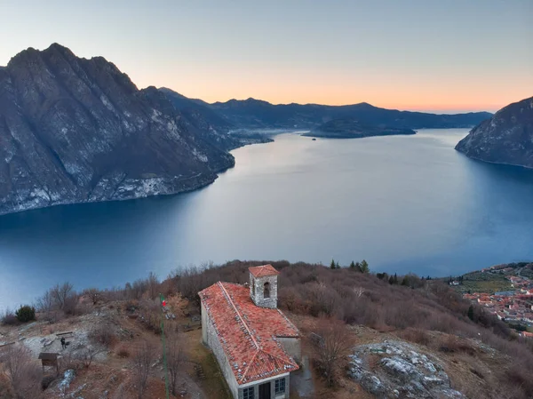 Iseo Vista Lago Desde Colina San Defendente Provincia Bérgamo Lombardía — Foto de Stock