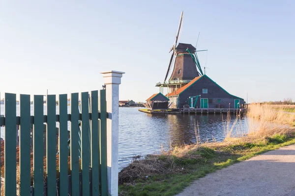 Větrné Mlýny Zaanse Schans Zaandamu Amdsterdamu Holandska — Stock fotografie