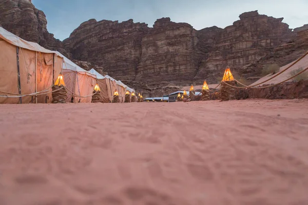 Sivatagi Tábor Wadi Rum Jordánia — Stock Fotó