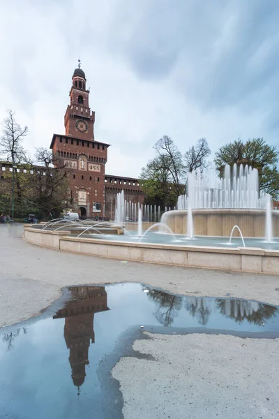 Památník Castella Sforzesca Miláně Itálie — Stock fotografie