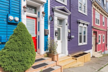 St Johns 'daki geleneksel ev şehir merkezi, Newfoundland, Kanada
