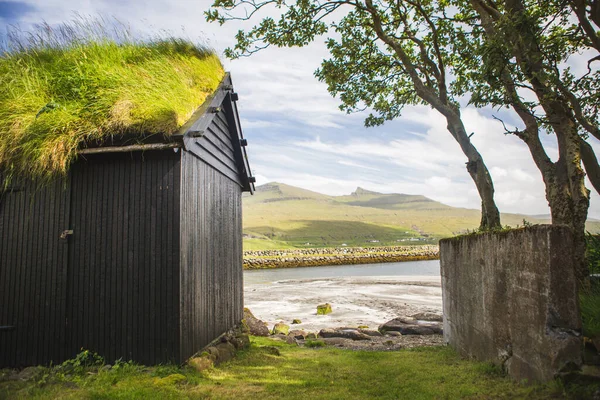 Ferme piscicole à Haldarsvik Streymoy île village — Photo