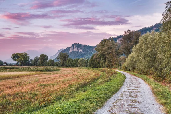 Cycleway Κατά Μήκος Του Ποταμού Adda Κοντά Στο Brivio Lecco — Φωτογραφία Αρχείου