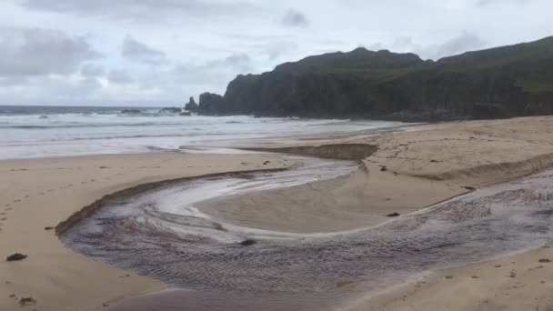 Widok na piękną plażę w Dal Mhor, Wyspa Lewis, Hebrydy Zewnętrzne, Szkocja — Wideo stockowe