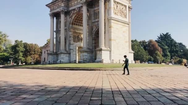 Arco Della Pace Veya Barış Kemeri Milano Zafer Kemeri — Stok video