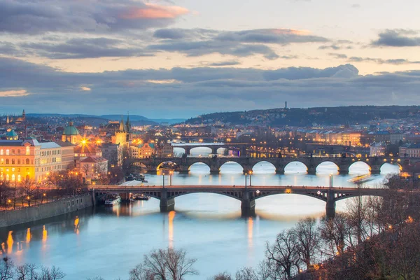 Panoramica Del Fiume Moldava Ponte Carlo Ponti Praga Repubblica Ceca — Foto Stock
