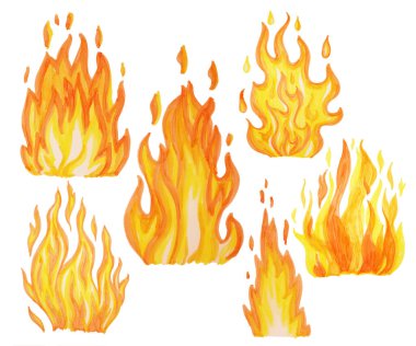 Beyaz arkaplanda yanan bir alevin canlandırması