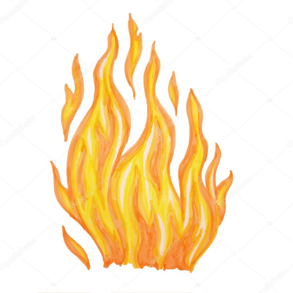 Illustration of a Burning flame on a white background 4